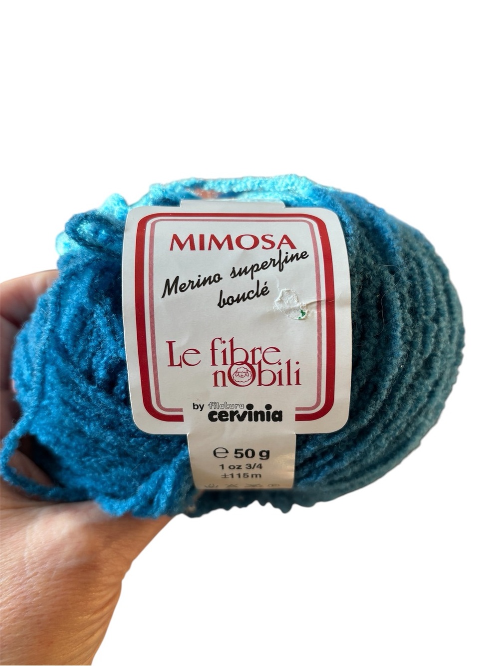 3 skeins of Mimosa Merino Superfine Bouclé by Lane Cervinia in Partita Teal Blue - Picture 2 of 5